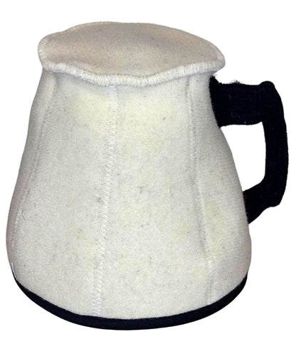 Sauna hat, a glass made of 100% wool felt, embroidered, for protecting the head from heat.