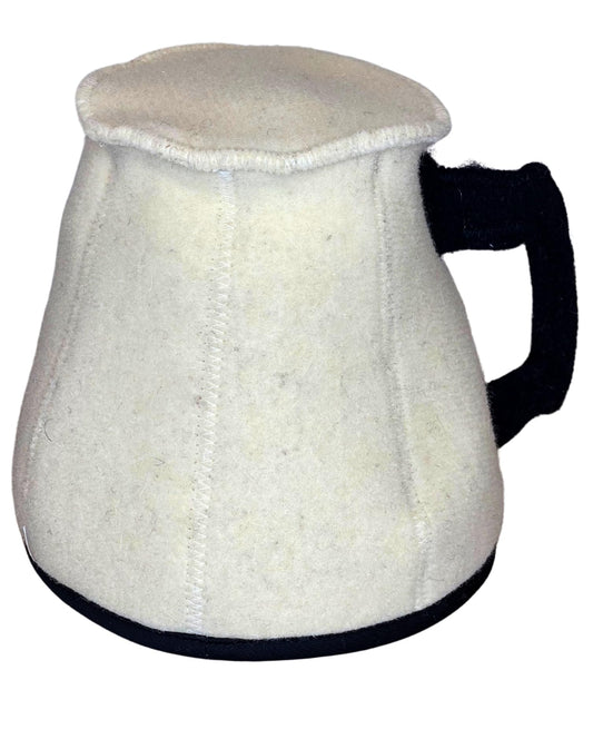 Sauna hat, a glass made of 100% wool felt, embroidered, for protecting the head from heat.