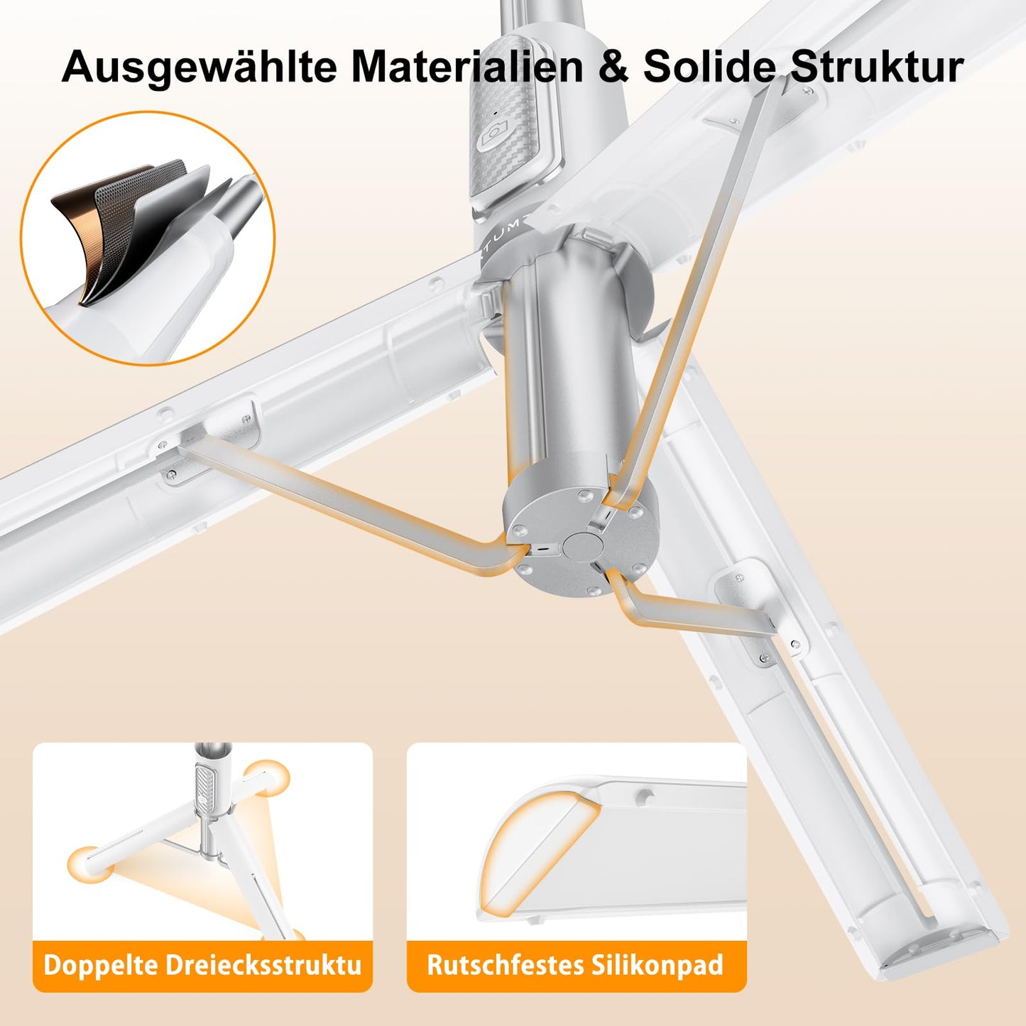 ATUMTEK Selfie Stick Tripod, 3-in-1 Extendable Aluminum Phone Tripod with Wireless Bluetooth Remote, Compatible with iPhone 17/16/15/14/13/12 mini/11 Pro and Samsung Smartphones, White