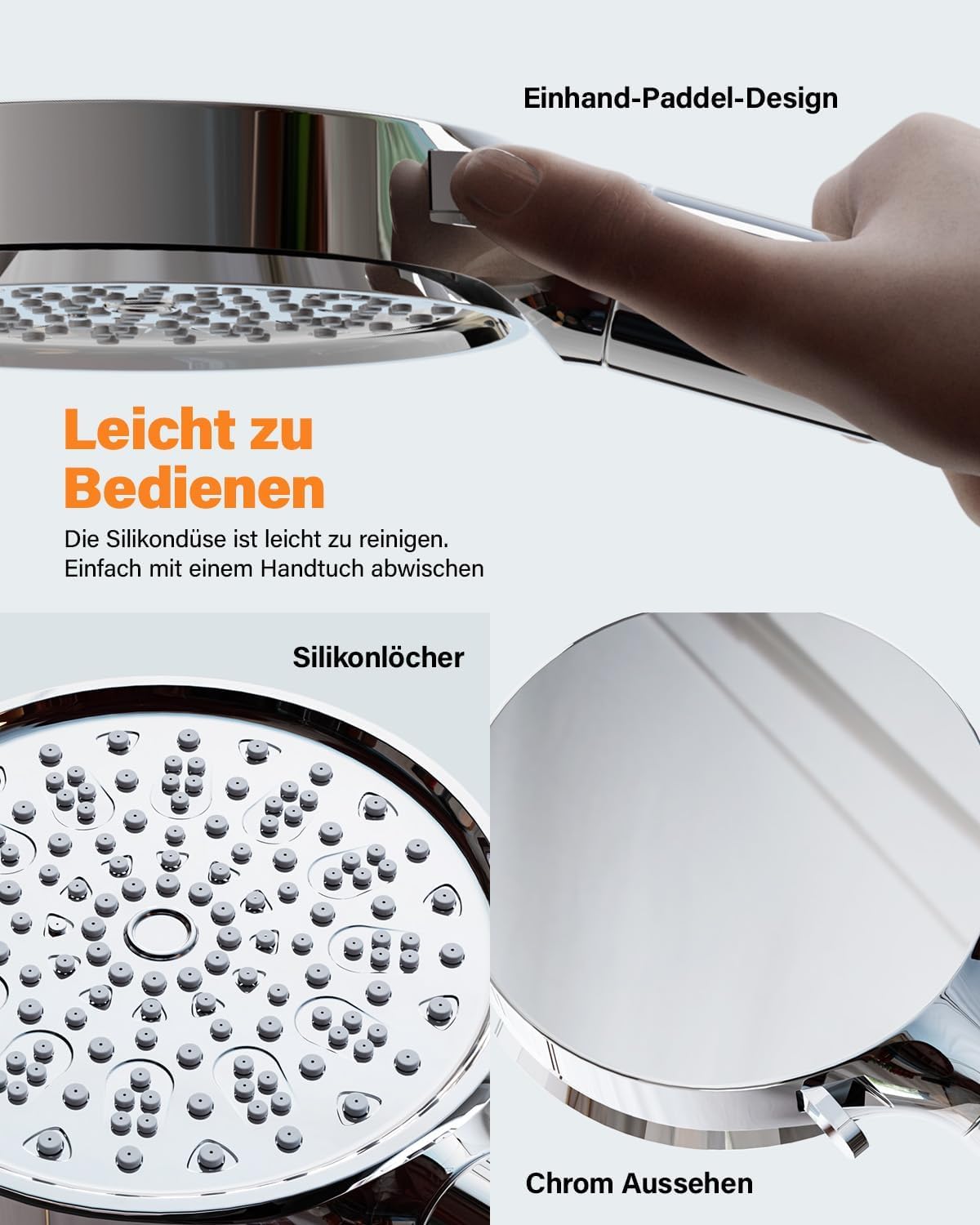 Filtered shower head with hose, Cobbe high pressure shower head with 6 spray modes, water-saving shower head with hose, handheld shower head with filter against hard water, chlorine.