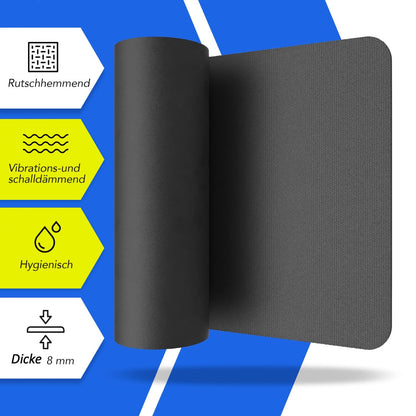 LILENO SPORTS Floor Protection Mat (90x200 cm) - extra durable treadmill mat 8 mm thickness - fitness underlay mat for elliptical trainers, roller trainers, and other fitness equipment - also suitable for yoga