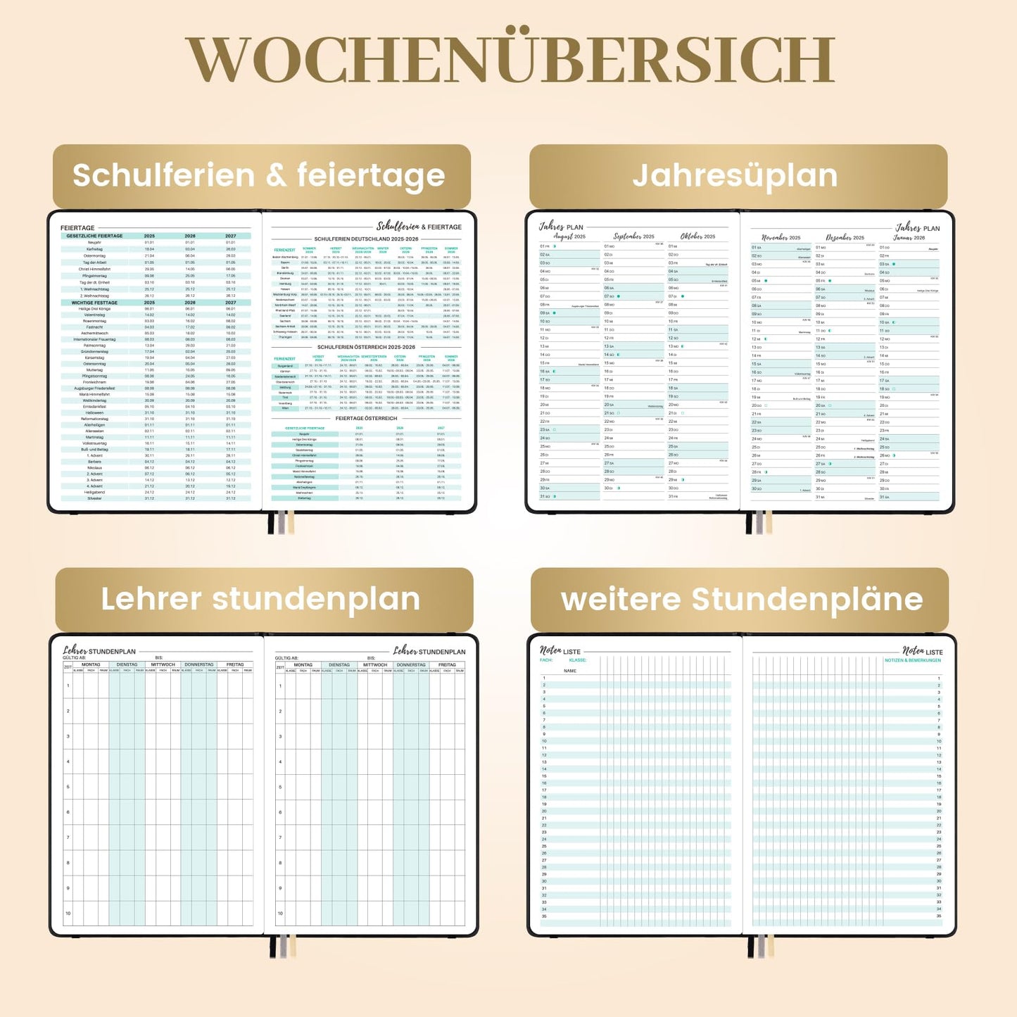 Teacher planner 2025 2026, teacher planner 2025 2026 a5 from August 2025 to July 2026, school planner 2025 2026 for teachers, 17.5x25 cm, hardcover teacher planner, slip pocket, black.