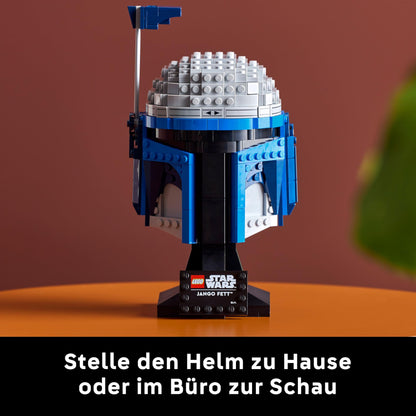 LEGO Star Wars 75408 Jango Fett Helmet - Mandalorian building set for adults - model with stand, name plaque, and adjustable antenna - gift for Attack of the Clones fans.