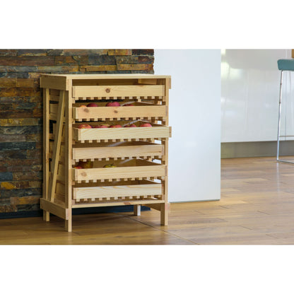 dobar® Green Label 29024FSCe apple crate with 6 drawers | Solid wood fruit crate | Food storage rack | Apple box | Fruit box | 51 x 40.5 x 70.5 cm | Solid pine natural