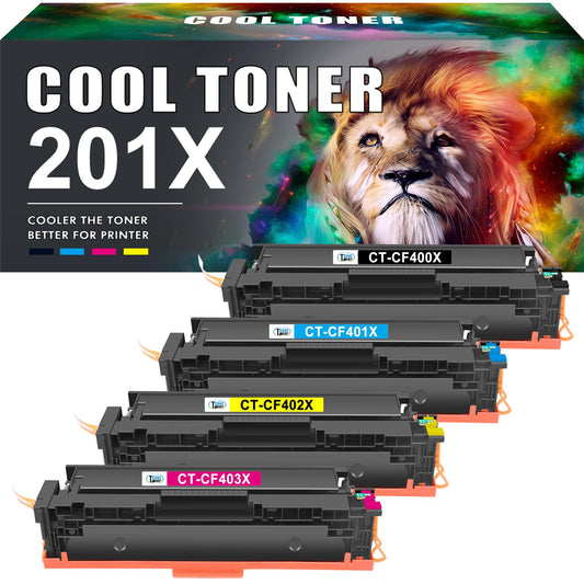 Cool Toner Compatible for HP 201X 201A M277dw Color Laserjet Pro MFP CF400X CF400A CF401X CF402X CF403X M252dw M277n M277 277dw M274n (Black Cyan Yellow Magenta, 4-Pack)