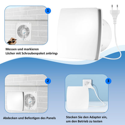 Moonjor 150mm exhaust fan kitchen, 240m³/h IPX2 Silent bathroom extractor window fan with check valve 1m EU power cord for bathroom, toilet, garage, office, attics