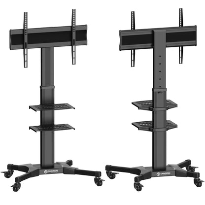 ONKRON Mobile TV Stand TV Stand Foot TV Cart Stand 32-55 inch height adjustable on wheels for flat and curved TVs monitors floor stand with bracket VESA TS2551 Black