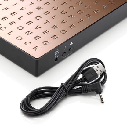Auraglow LED illuminated USB wall or desk word clock, copper