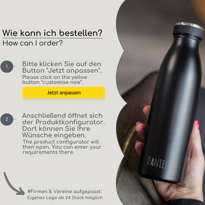 Milu® Engraved Water Bottle - Personalized Gift Idea for Easter, Father's Day, Mother's Day, Christmas, Back to School, Anniversary, Birthday for Women and Men, Mom, Dad, Kids (1500ml + Engraving)