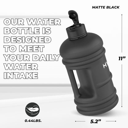 HYDRATE XL Jug, water bottle, BPA-free, leak-proof, flip lid, perfect for gym, sports, and on the go, clear water container, durable material, matte black, 2.2 l