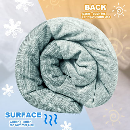 Luxear self-cooling blanket, Arc-Chill Q-Max 0.5 cooling blanket, 2 in 1 double-sided thin summer blanket cotton, cooling blanket for people bedspread baby blanket cuddly blanket, 130 x 170 cm-green