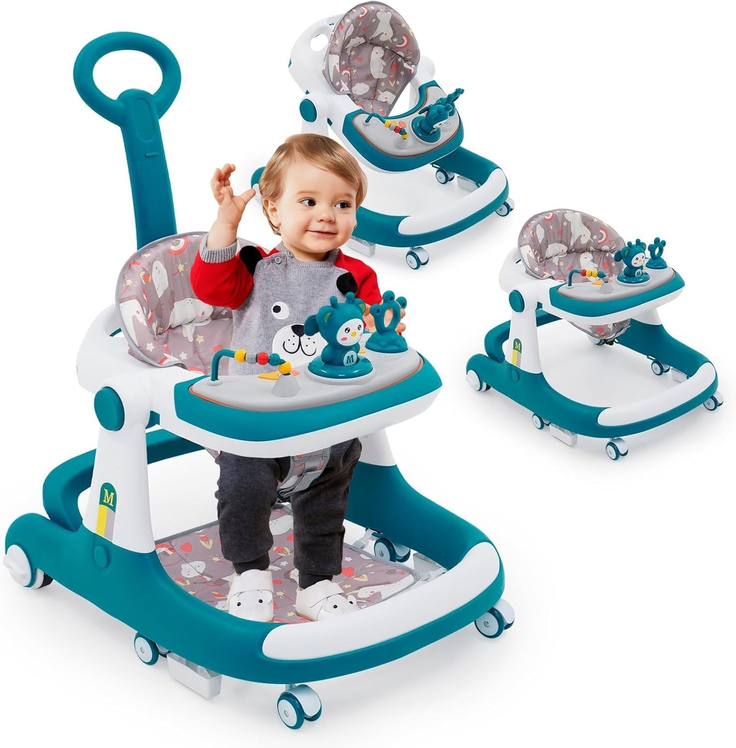 Baby walker, 3-in-1 walker from sitting to standing, multiple removable modes, entertainment-learning baby activity table for babies, boys, and girls.