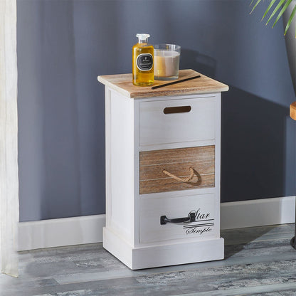 CARO-Möbel drawer cabinet Salva chest of drawers for box spring bed standing shelf storage shelf in white, shabby chic vintage look, 3 drawers