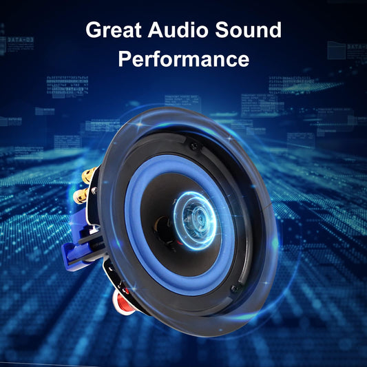 Herdio 4 inch ceiling speakers, 160 watts compatible with Bluetooth in-ceiling speakers, flush mount sound, suitable for indoor and outdoor use, bedrooms, home theater, patios (4 speakers)