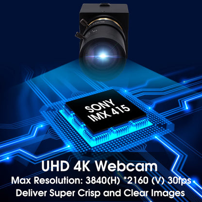 Svpro Webcam 4K UHD USB Camera, 10X Optical Zoom Camera with 5-50mm Varifocal Lens, 3840x2160 Ultra High Definition Cameras for Computer/Laptop/Desktop, USB Camcorder with Sony IMX415 Sensor.