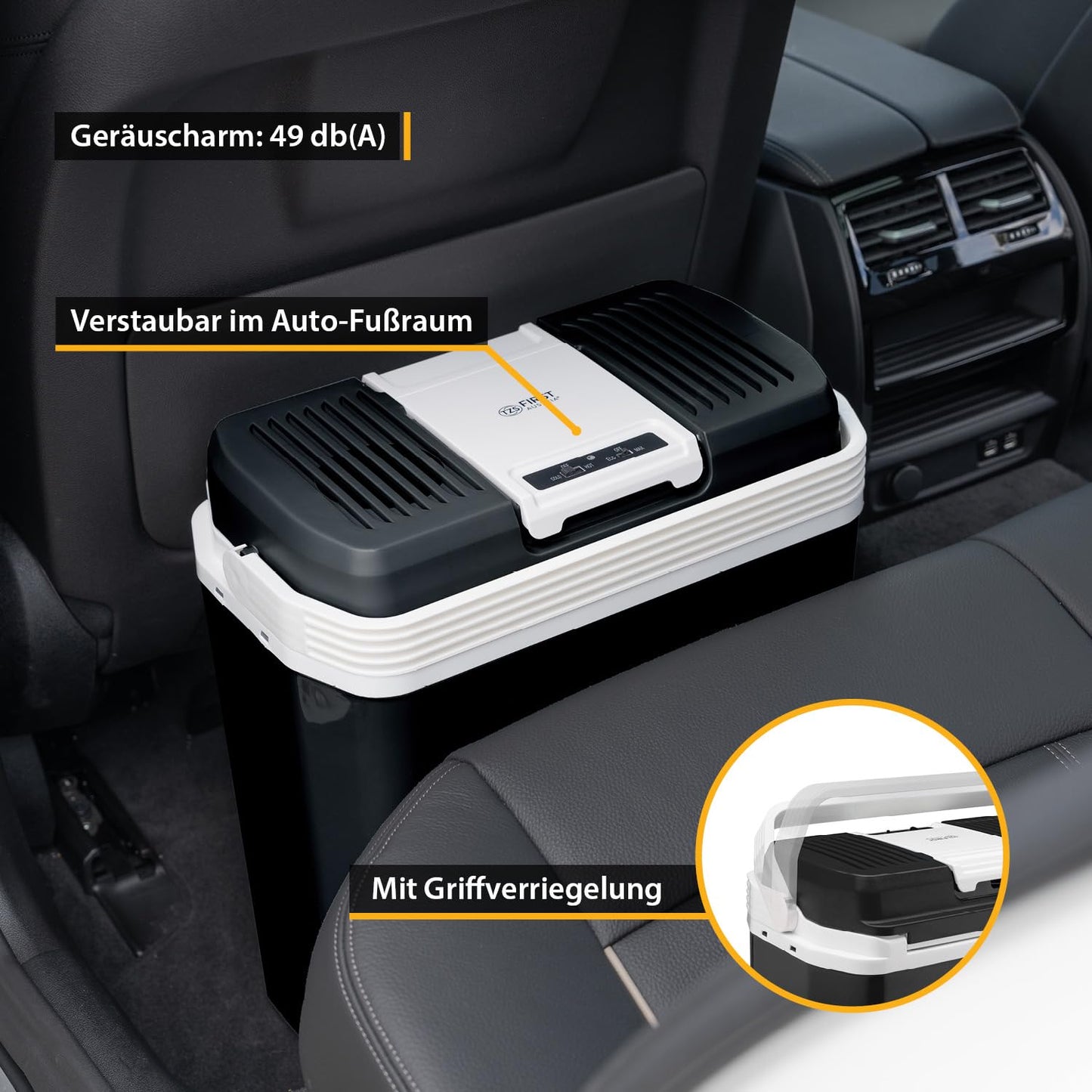 TZS First Austria - Cool Box 24L electric 12V 230V connection for car & socket - Thermoelectric Cool Box cools & warms - Mini fridge with handle - For camping, festivals, travel - Black