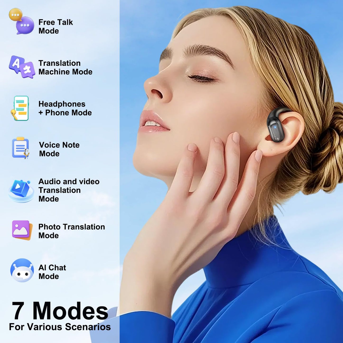 AI translator Headphones, Translation Headphones & BT5.4, 164 languages Headphone Translator in real time, Bluetooth headphones, Connect and make use of the sturdy, IPX7 (Black 01)