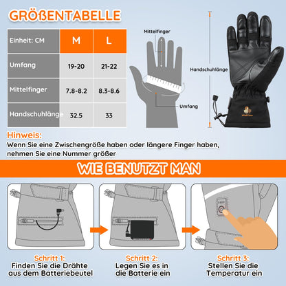 Mia & Coco Heated Gloves for Men Women, 3-Level Heated Ski Gloves with 7.4V 5400mAh Type-C Batteries, 6 Hours Runtime, for Climbing, Hiking, Biking, Camping