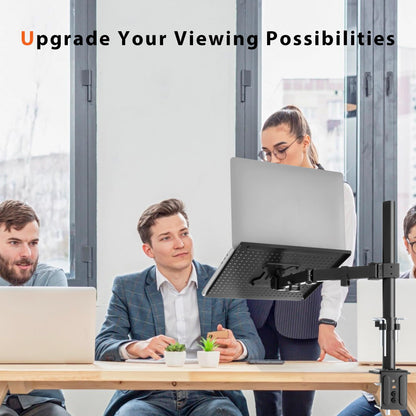 Redbat monitor arm with ventilated laptop tray, fully adjustable for 13 to 32 inch LCD LED screen & up to 16 inch notebook, 2 mounting options, tilt, swivel & rotate