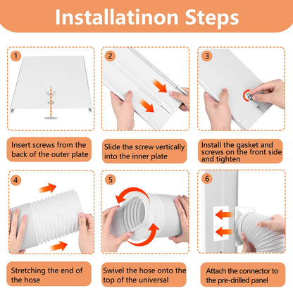 Aozzy 240cm door seal panel for portable air conditioners with Φ15cm hose, safety lock & seal, universal adapter 13/15cm for air conditioners/dehumidifiers on sliding doors/windows.