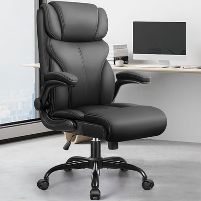 FelixKing office chair, Ergonomic Big Computer Office Chair, Executive Chair, Adjustable High Back Flip Armrests, Lumbar Support Swivel Computer Chair with Rocking (Matte Black)