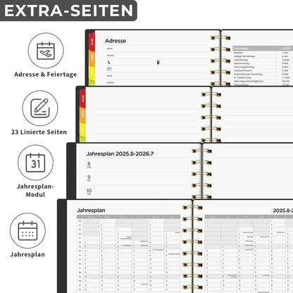 EMSHOI Calendar 2025 2026, Appointment Calendar 2025, Weekly Planner A5 with 30-minute intervals, School Planner Notebook for August 2025 to July 2026 - Black