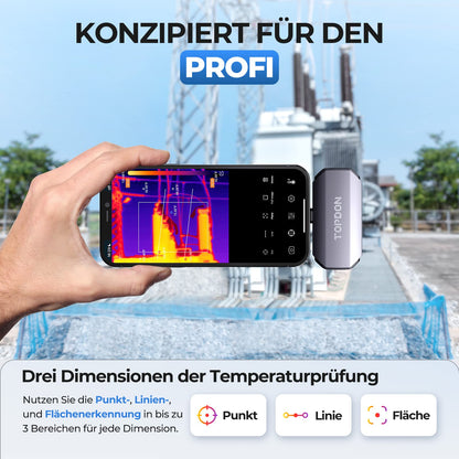 TOPDON TC002 thermal imaging camera for iOS, 512x384 super resolution, 40mK thermal sensitivity, -20℃ to 550℃, 3 temperature measurements & 11 color palettes, 256x192 IR resolution thermal cameras for iPhone & iPad