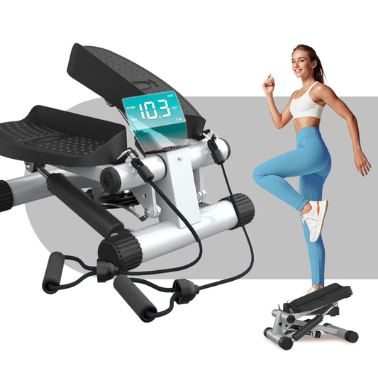 Niceday Mini Stepper for Home | Up-Down Stepper with Power Ropes | Home Trainer with LCD Display | 2 in 1 Training Device up to 100kg | Leg/Arm Trainer, Home Fitness Exercise