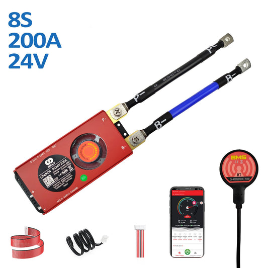 @tec DALY Smart BMS with App for 3.2V LiFePO4 batteries 4S 8S 16S - Battery Management System 12V 24V 48V (8S 24V 200A BT)