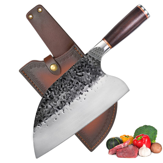Promithi kitchen knife, chef knife, Santoku knife, utility knife, household knife, silver and black, stainless steel, 12 inches, 7.8 inches, 3.6 inches, 511 grams, forged, dishwasher-safe: No