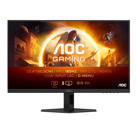AOC Gaming 24G4XED - 24 inch Full HD monitor, 180 Hz, 1 ms, FreeSync Premium, G-Sync compatible, HDR10 (1920x1080, 2X HDMI 2.0, 1x DisplayPort 1.4) black/grey