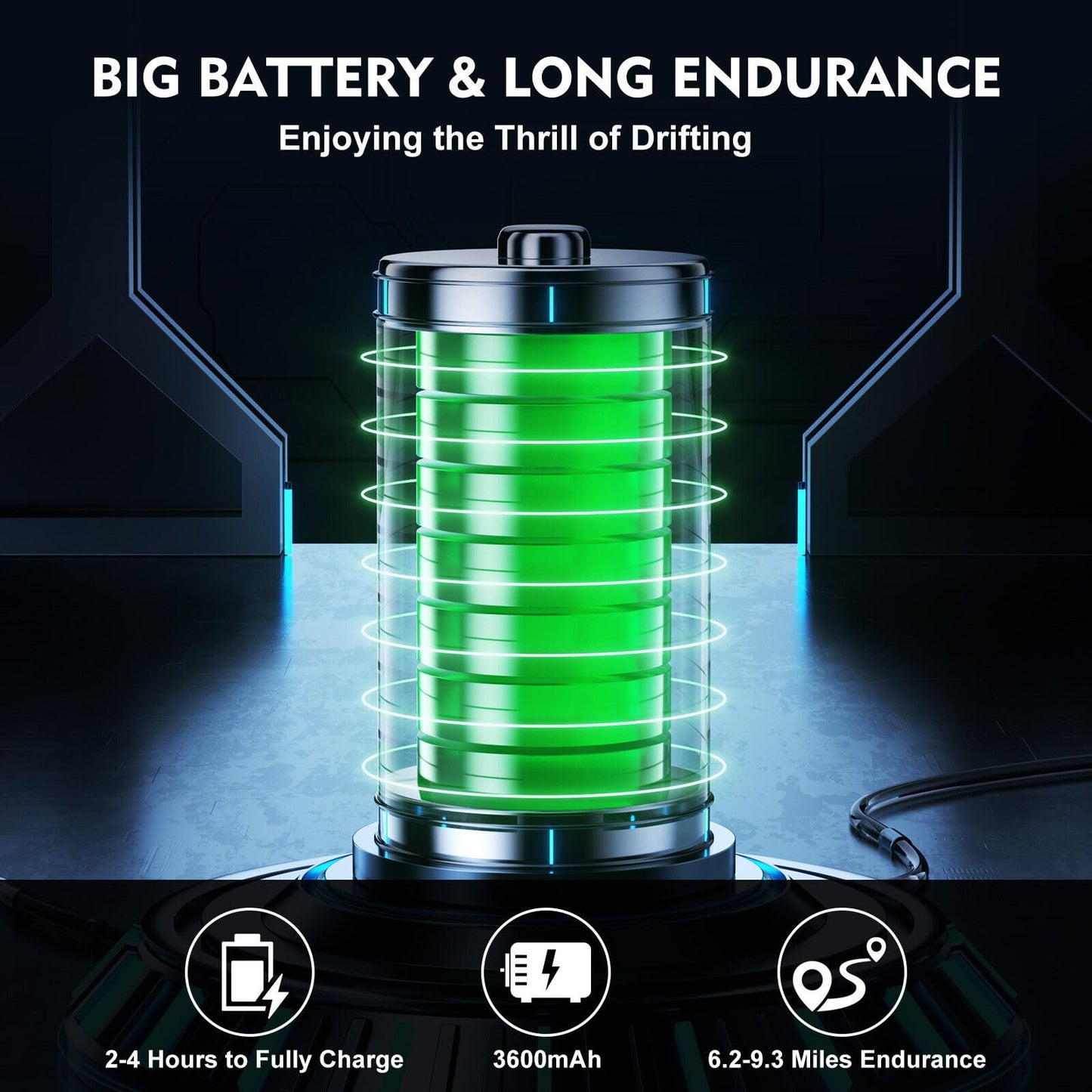 360° Electric Drift Scooter Kids Drift Kart with 250W electric motor, 3 speeds LED illuminated Electric Drift Scooter