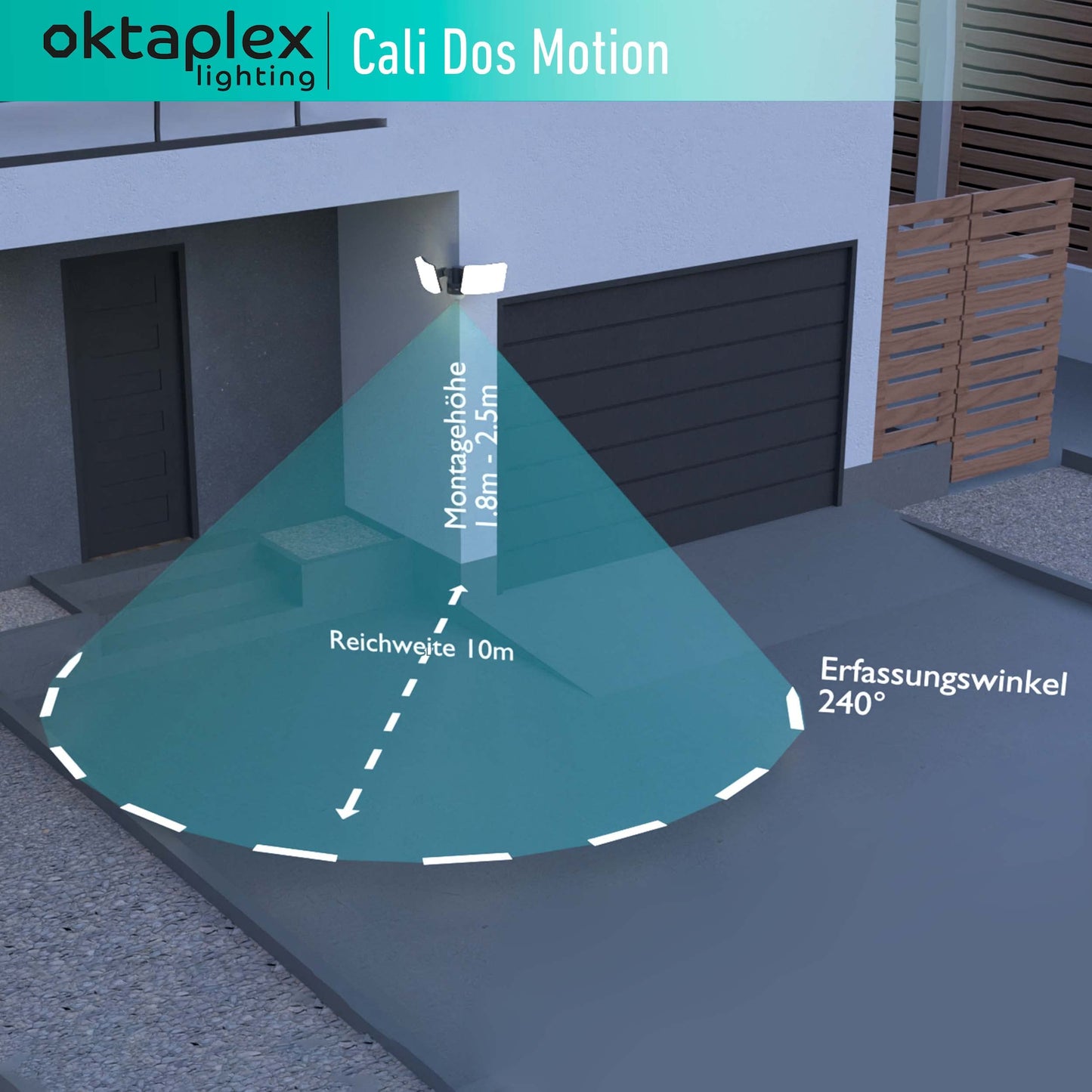 Oktaplex lighting LED spotlight with motion sensor for outdoor use Cali Dos Motion - IP65 Two heads 40W 3000K Warm White - outdoor spotlight in anthracite with master function