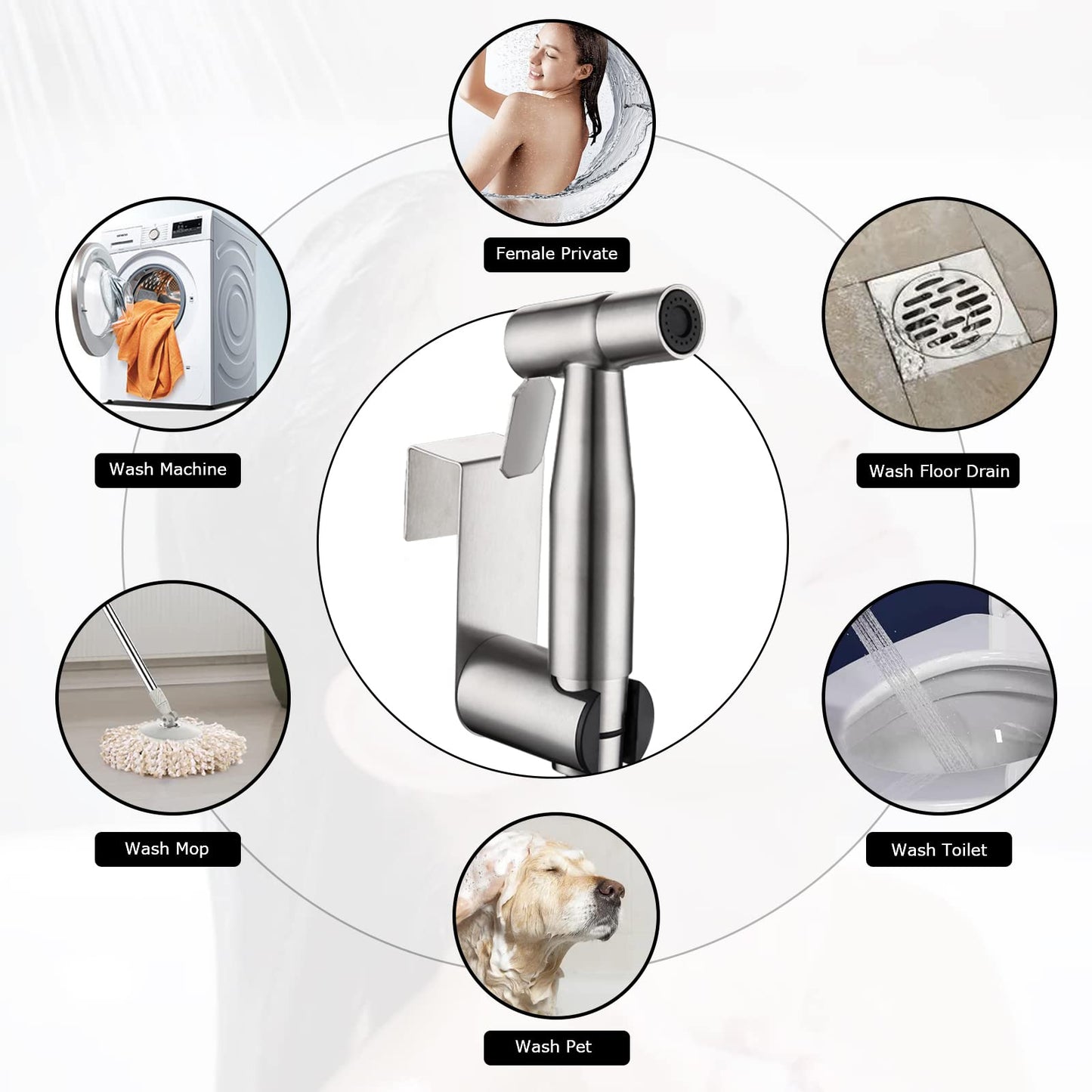 [DELETE] Bidet wall spray kit for toilet, hand sprayer WC attachment stainless steel for pet bath/personal hygiene/bathroom (silver)