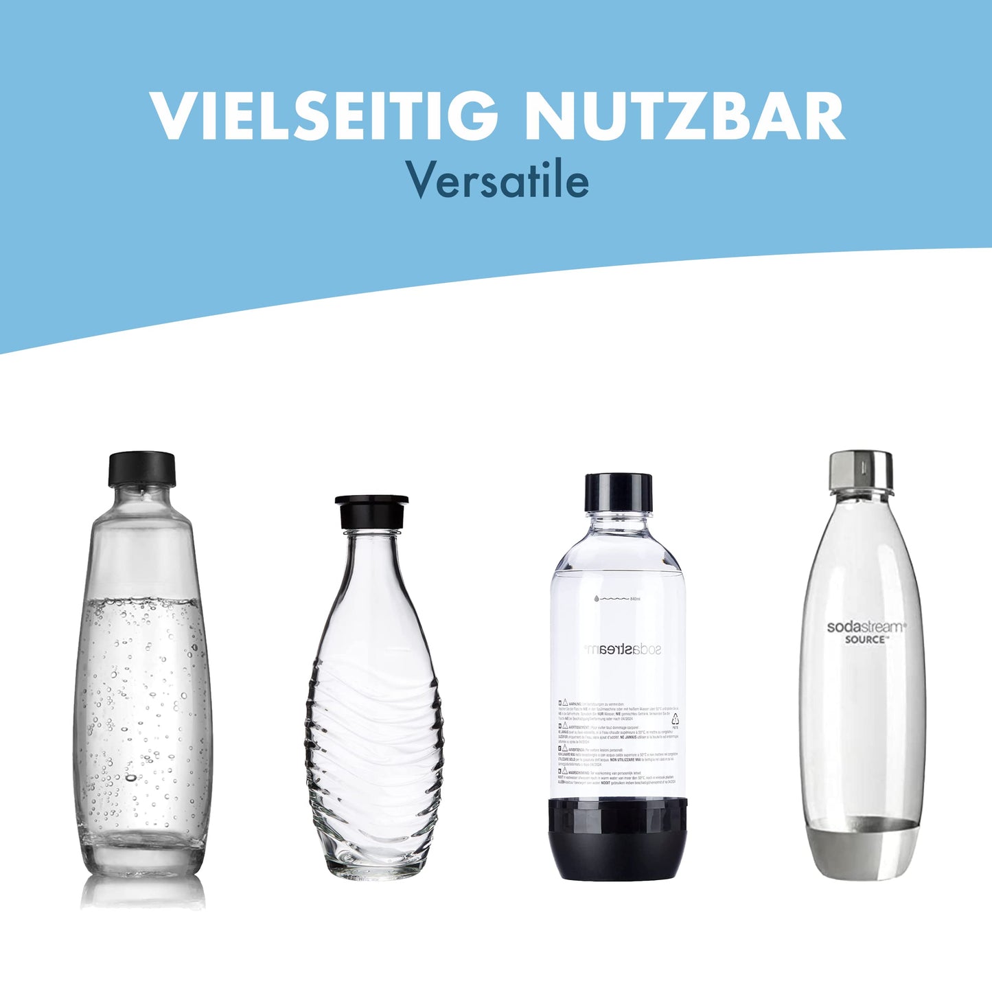 Panteer® bottle holder for SodaStream bottles - drip tray made of stainless steel with ceramic bowl including lid holder and 3M® silicone pads - for 3 SodaStream Crystal and more. (Black)