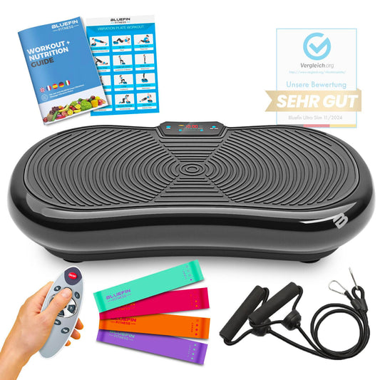 Bluefin Fitness Ultra Slim Power Vibration Plate | Innovative Vibro Shaper | 5 Programs + 180 Levels | Full Body Workout | Quiet Home Fitness Equipment | Easy to Store | Compact Design