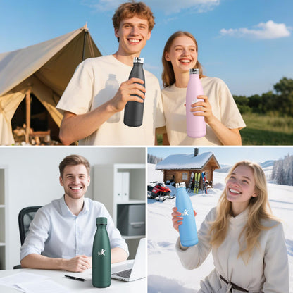 HoneyHolly Stainless Steel Water Bottle - 750ml - Thermos Bottle, BPA-Free, Sports Water Bottle - Leakproof, Water Bottle Suitable for Carbonated Drinks, Thermos Flask for Fitness, Gym, Bike