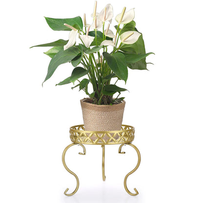 SUMTree Plant Stand Golden Plant Stool Flower Stand Flower Stool Flower Pot Holder Flower Stairs Garden Shelf Plant Shelf Decoration Balconies Courtyards Garden (Round)