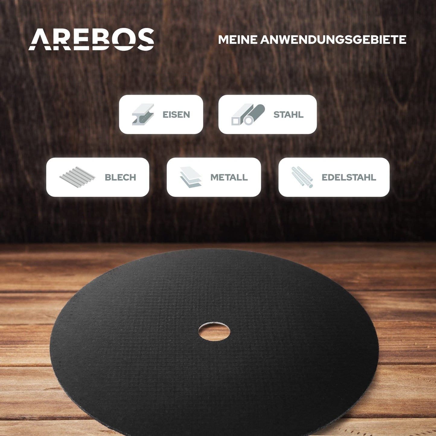 Arebos cutting discs Ø 125 mm, 400 pieces | suitable for steel, stainless steel, inox, iron, sheet metal, metal | Forward and reverse rotation | EN 12413 | certified by the Material Testing Institute (MPA)