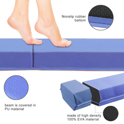 SportBob folding balance beam for kids, 300cm PU leather gymnastics beam for home use. Perfect for balance beam training, fitness, and gymnastics.