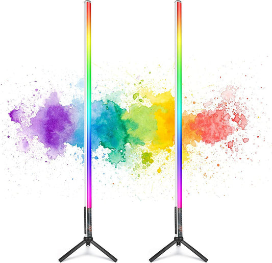 LUXCEO 2 Pieces 120cm LED Video Light Bar Mood1, LED Handheld Photography Light Dimmable and Memory, Built-in Battery, RGB Photo Lamp for YouTube, TikTok, Game Streaming, Party Bar, Photo Lighting