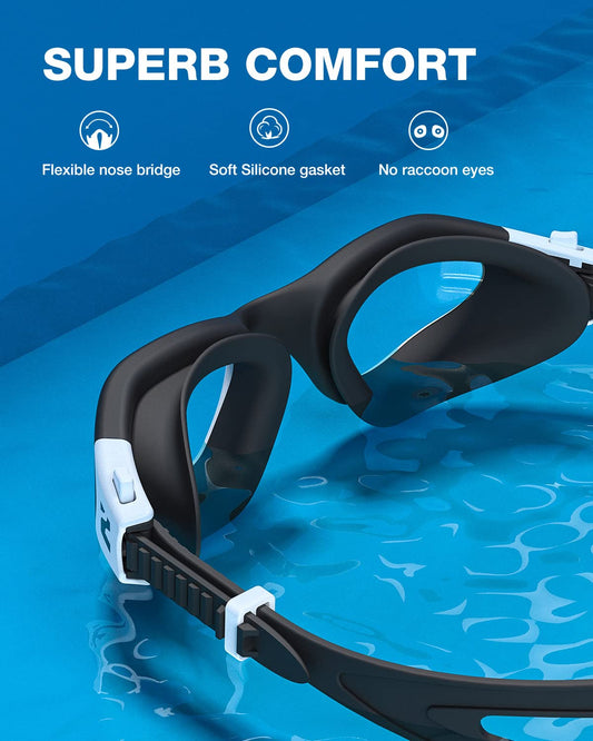 ZIONOR swim goggles, G1SE swim goggles for men and women with UV protection anti-fog comfort professional swim goggles.