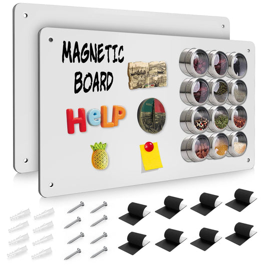 Raweao White Magnetic Board for Wall, 43.5x29x0.08cm Magnetic Metal Board Wall Panels for Fridge Magnet Collection, Metal Board Ideal for Home, Kitchen, and Office (White - 2 Pieces)