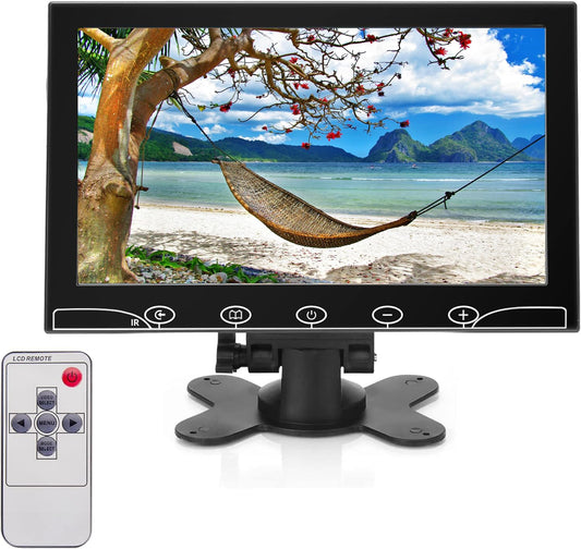 AISHICHEN Mini Monitor, Raspberry Pi Display, Portable Monitor with VGA/HDMI/VGA/HDMI/AV/BNC Port - Support Touch Button for Office/Business/Home Use/Computer (10.1 Inch -1024x600P)