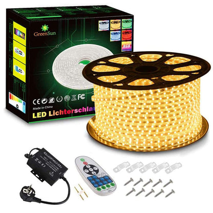 GreenSun LED Strip, 30m Warm White LED Light Band, LED Lighting 5050 SMD Waterproof IP65 String Lights Christmas Gift for Party, Home, Garden Decoration