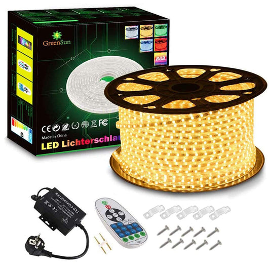 GreenSun LED Strip, 30m Warm White LED Light Band, LED Lighting 5050 SMD Waterproof IP65 String Lights Christmas Gift for Party, Home, Garden Decoration