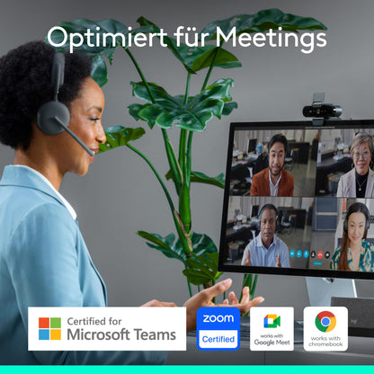 Logitech Brio 4K Webcam, video calls, noise-canceling microphone, automatic HD exposure correction, Microsoft Teams, Zoom, Google Voice, Google Meet, PC/Mac/Notebook/Macbook - Graphite