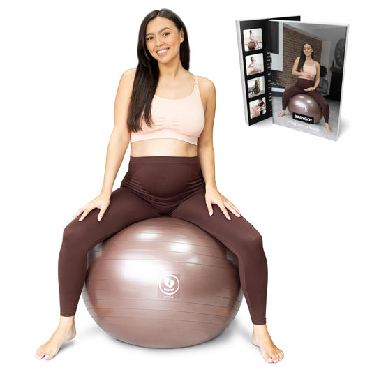 BABYGO® Pregnancy Exercise Ball Office Yoga Pezzi Ball | Includes Pregnancy Book for Birth & Fitness | Anti-Burst 1000 Kg (Mocha, 75cm)