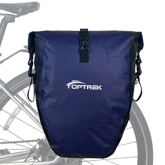 Toptrek bike bag rack, Waterproof bike bags for rack with buckle of the new generation, Bike bag rear rack 23-28L with reflectors and compartments (1 pack)