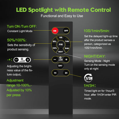 LED floodlight with motion sensor outside - 100W 10000LM 6500K LED floodlight outside with remote control, timing function, adjustable brightness LED floodlight, IP66 waterproof spotlight for garage yard